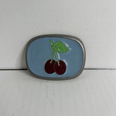 Kaymen B. Cherries Fruit Graphic Enamel Metal Belt Buckle Made in USA