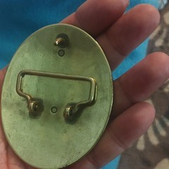Vintage 90s Brass Oval Rhinestone Bling Clip Belt Buckle, Fits 1.5 in Belt