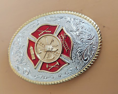 Aminco Heritage Collection Fireman&rsquo;s Belt Buckle Silver & 24K Gold Plated