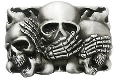 Vintage Style Black Enamel Flame Shy Skulls Tattoo Belt Buckle also Stock in US