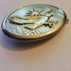 Eagle Belt Buckle 70s Gold Western Bird Cowboy Hawk Oval Retro Vintage