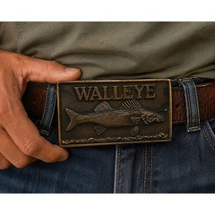 Vintage Walleye Fish Belt Buckle 1990 Buckle Man J. Michael Burdette Brass Tone