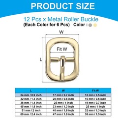 12 Pcs Light Gold/Black 0.5&Prime; Single Prong Belt Buckle Roller Pin Buckle