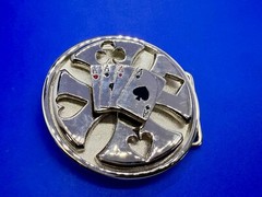 Four Aces Poker Cards Gambling Casino Silver Color Large Spinner Belt Buckle