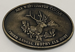 SJ03122 **NRA WHITTINGTON CENTER THIRD ANNUAL TROPHY ELK HUNT** BELT BUCKLE