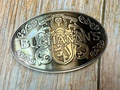 Buchanan&rsquo;s ScottishTop Shelf Whiskey promo Clarior Hinc Spiritus Belt Buckle