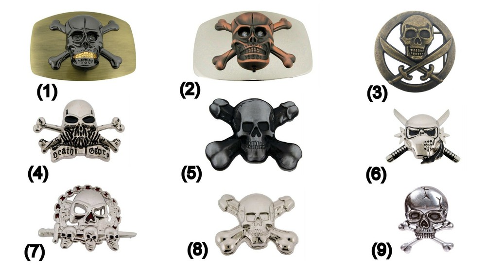 Danger Sign Halloween Costume Men Women Skull Belt Buckle Crossed Bones Pirate