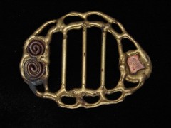 QK11168 *NOS* REALLY COOL **ABSTRACT ARTWORK** SOLID BRASS BELT BUCKLE