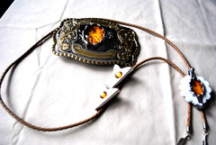 Western Belt Buckle, Bolo and Collar Tip Set