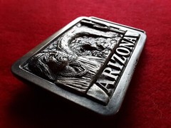 SOLID PEWTER BELT BUCKLE, « ARIZONA » 3-D DESIGN, MAN-0724*08403
