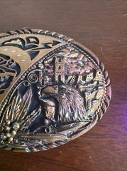 Vintage Belt Buckle Eagle Native American Tribal Diamond Cuts ISS Made In USA