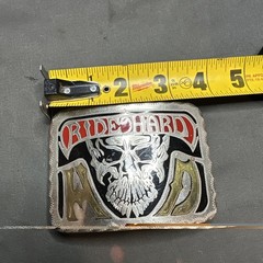 Ride Hard Live Free Bradford Exchange Belt Buckle Biker Skull Dated 1991 In Back