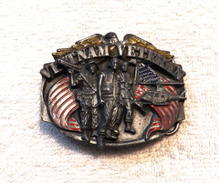 VINTAGE BELT BUCKLE HONOR VIETNAM VETERANS FORGOTTEN WARRIOR 1989 SISKIYOU BB14