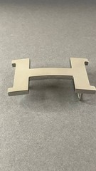 Silver H Buckle 40mm 1.5` Glossy Silver Hardware Belt Buckle