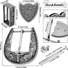3Pcs Western Replacement Belt Buckle 1.5&Prime;(38Mm) Longhorn Bull Single Prong Buckl