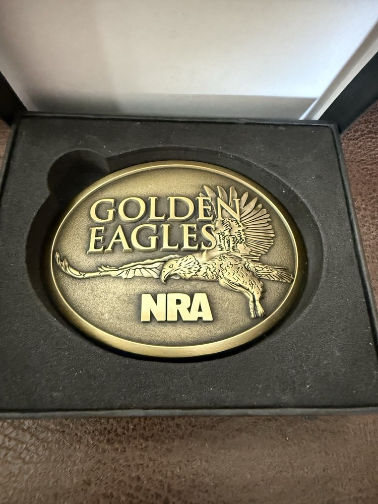 NRA Golden Eagles 2013 Commemorative LTD Belt Buckle Brass W/Box Never Used
