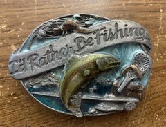 I&rsquo;d Rather Be Fishing Belt Buckle, Siskiyou Buckle Co Inc, Williams Oregon