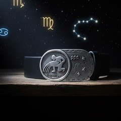 Pisces Zodiac Belt Buckle Antique Silver Rectangle Spiritual Style