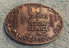 C & H Testing Service Solid Brass Vintage Belt Buckle Raised Relief