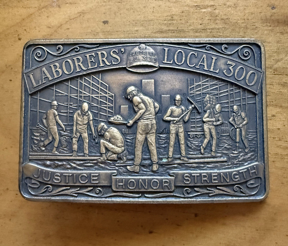Bastian Laborer’s Local 300 Rectangular Solid Brass Belt Buckle 1913