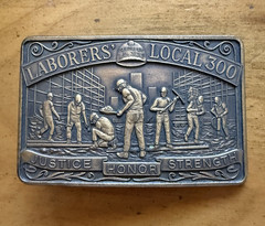 Bastian Laborer’s Local 300 Rectangular Solid Brass Belt Buckle 1913