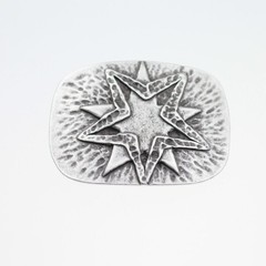 Antique Silver Double Star Relief Belt Buckle Textured Rustic Design