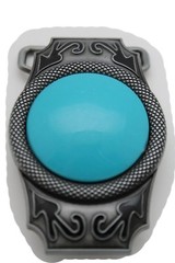 Men Women Western Fashion Belt Buckle Silver Metal Big Turquoise Blue Southern