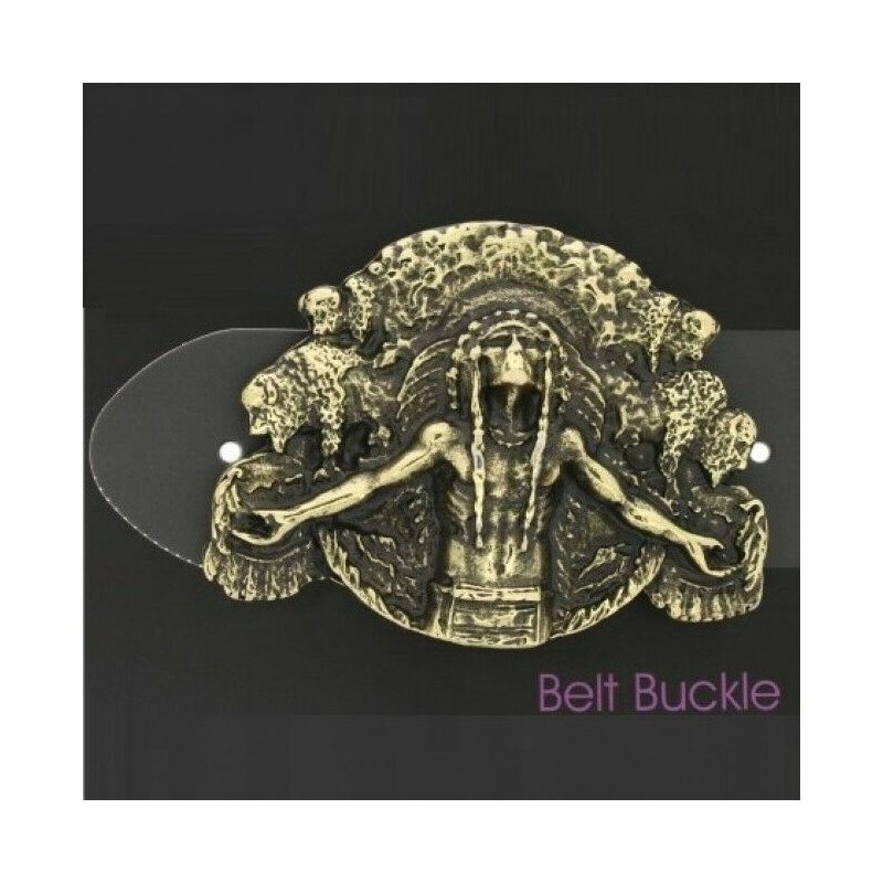 Inuit Chief Belt Buckle Antique Silver Vintage Tribal Ethnic Metal