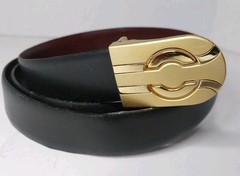 47in Men Reversable Italian Leather Belt, Burgandy/brown &Black. Gold Buckle.