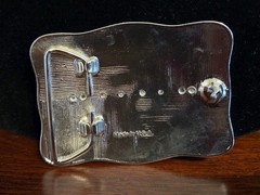 Vintage Western Floral Engraved Silver Tone Belt Buckle Rope Border Rectangle