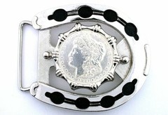 1921 Morgan Dollar Antiqued Silver Color Horseshoe Belt Buckle EPBB156
