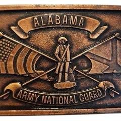 Alabama Army National Guard Belt Buckle Copper Base Metal Loop 2 x 3 1/8 in Vtg