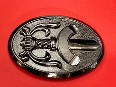 Medieval Times Sword In Black Oval Vintage Belt Buckle