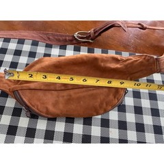 Brown Leather Suede Belt Bag Fanny Pack Pouch brass buckle western vintage boho