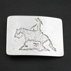 Cowgirl Equestrian Rectangle Belt Buckle in Antique Silver, Western Interchangeable Buckle