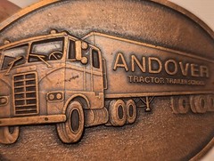 VINTAGE ANDOVER TRACTOR TRAILER SCHOOL BELT BUCKLE