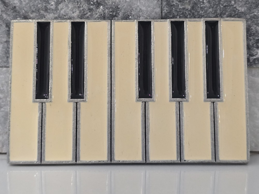 2002 Motorhead Metal And Enamel 3.75&Prime; Wide Piano Keyboard Belt Buckle