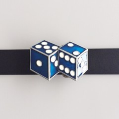 Blue Enamel Dices Casino Gamble Vintage Belt Buckle Gurtelschnalle