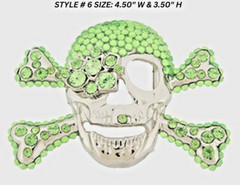 Skull Belt Buckles Crossbones Halloween Pirate Costume Bling Green Rhinestones