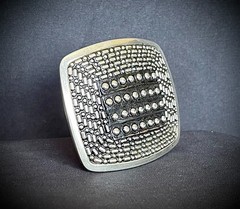 “Shield”Belt Buckle Archive Studded Leather Inlay 2 5/8 x 3 OOAK Darren McNeese