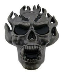 Skull Belt Buckle Cross bones Metal Silver Tattoo Mens Women Halloween Costume
