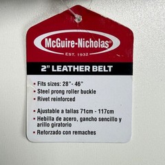 McGuire-Nicholas 2 Inch Leather Belt Men 28-46 Tan Work Tool Belt Steel Buckle