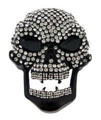 Skull Belt Buckle Men Women Blinged Out Gold Metal Halloween Party Costume Big
