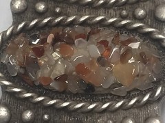 Unique Belt Buckle w/ Polished Stones ?? Grams- Made in Italy