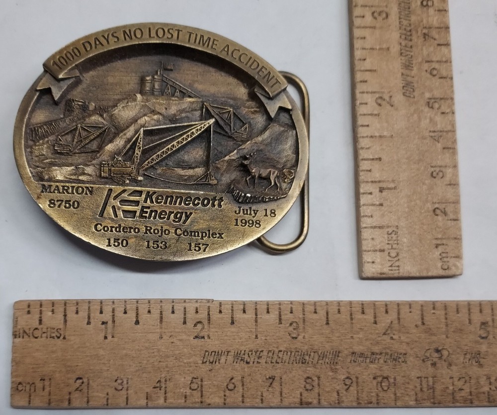 1998 – Kennecott Energy – 1000 DAYS NO LOST TIME – belt BUCKLE – listing #7179