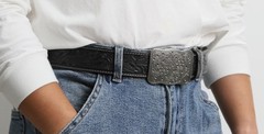 SILKSEA Men&rsquo;s Leather Belt Western Cowboy Large(40&Prime;-44&Prime;), Black