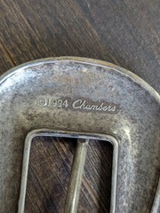 925 STERLING SILVER Vintage Chambers 1994 2pc Belt Buckle & Keeper 56g