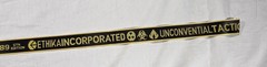 Ethika Adjustable Belt Black Yellow Text Pattern Metal Buckle Polyester