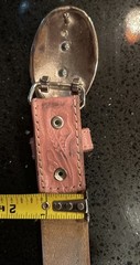 Horse Shoe Pink Tooled Leather Belt Buckle Barrel Rider Rodeo 26 Cowgirl Country