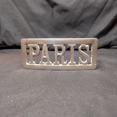 Vintage PARIS Cutout Metal Belt Buckle Silver Tone Retro Novelty Y2K 90s
